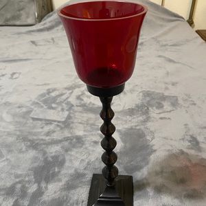 Red votive candlestick holder